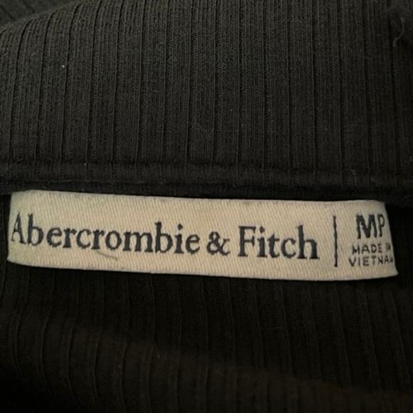 Abercrombie & Fitch Black Ruched Button Up Long Sleeve Mini Polo Sweater Dress M - Picture 3 of 4
